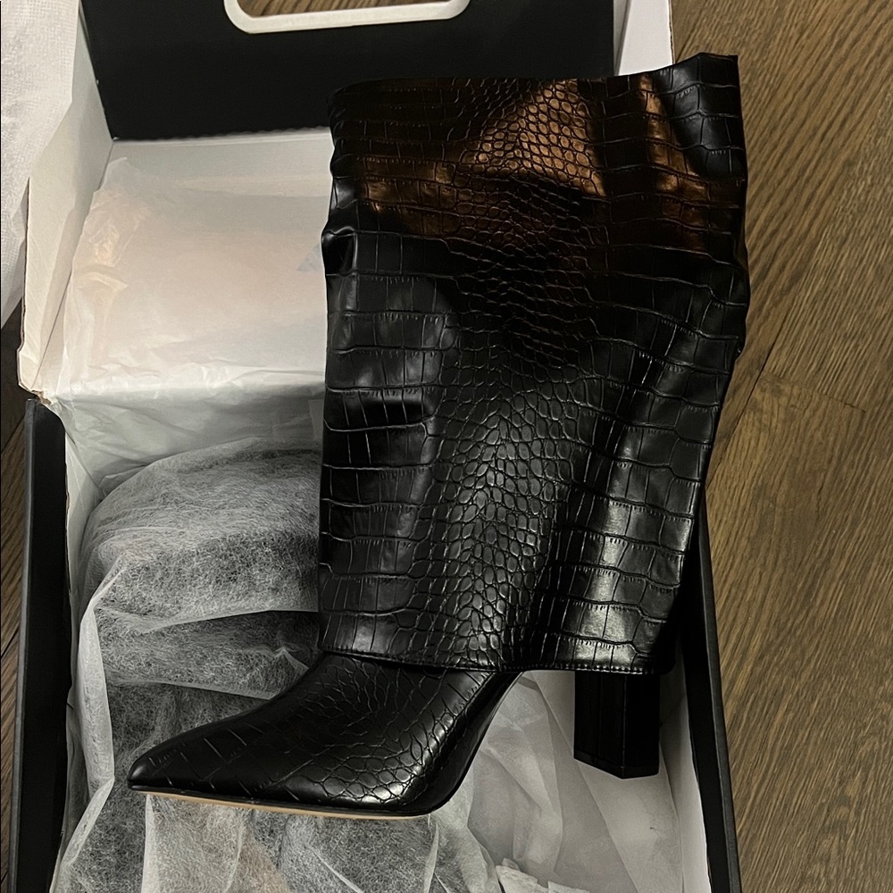 Black Fashionnova croc boots brand new
